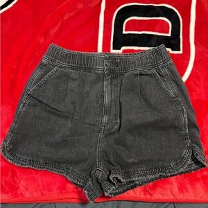 American Eagle Outfitters Washed Black High-Rise Denim Shorts